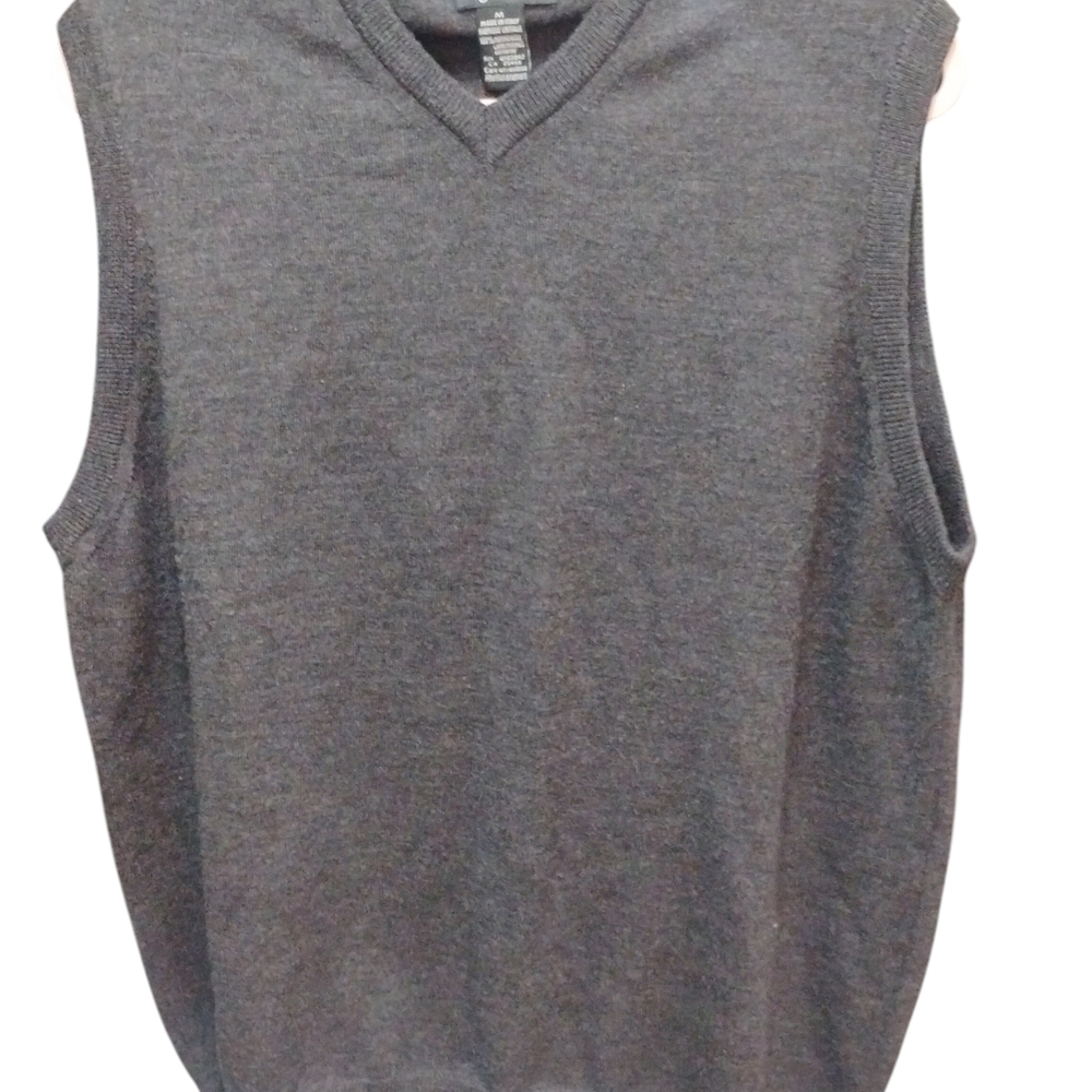 Valda by Toscano 100% Merino Wool V Neck Sweater Vest Gray Size M